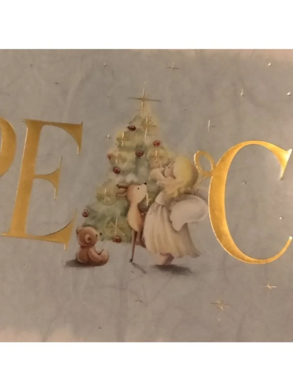 Love Joy  Peace Christmas Card Angel Christmas Tree Envelope